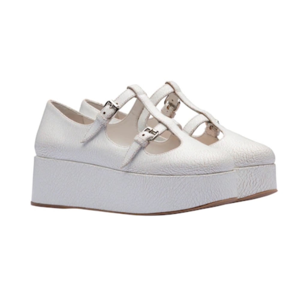 Miu Miu leather platform ballerinas